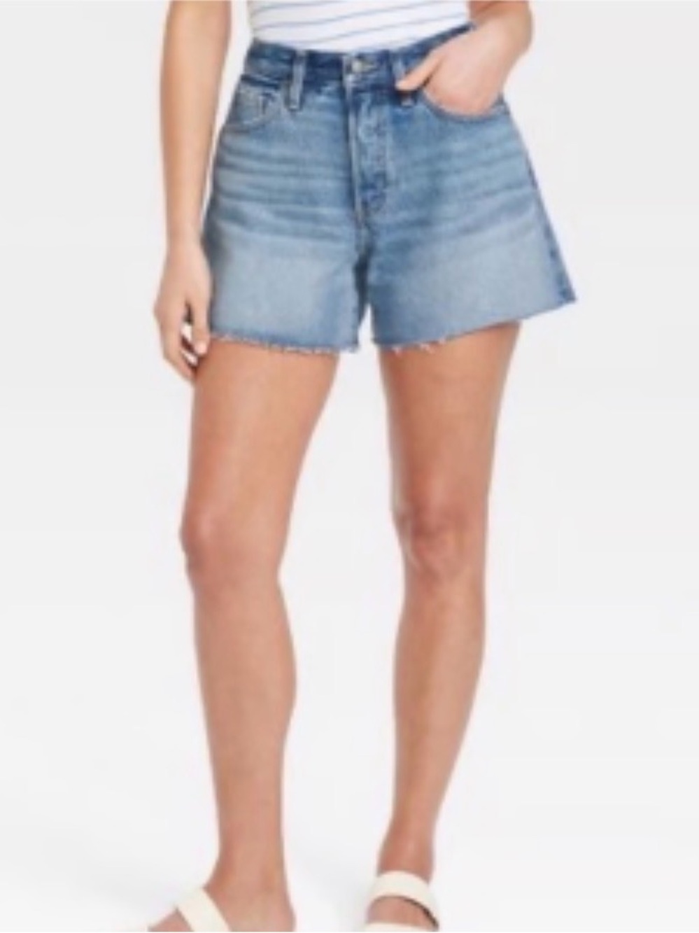 NWT UO A-Line Raw Hem Denim Shorts Medium Wash